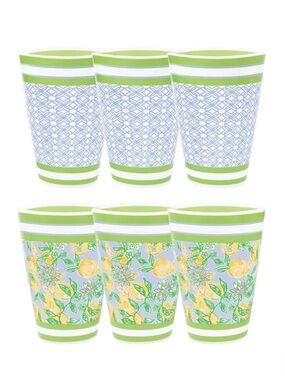 Lilly Pulitzer Pool Side Cups Set Of 6 Unopened Package Make Lemonade Print NWT